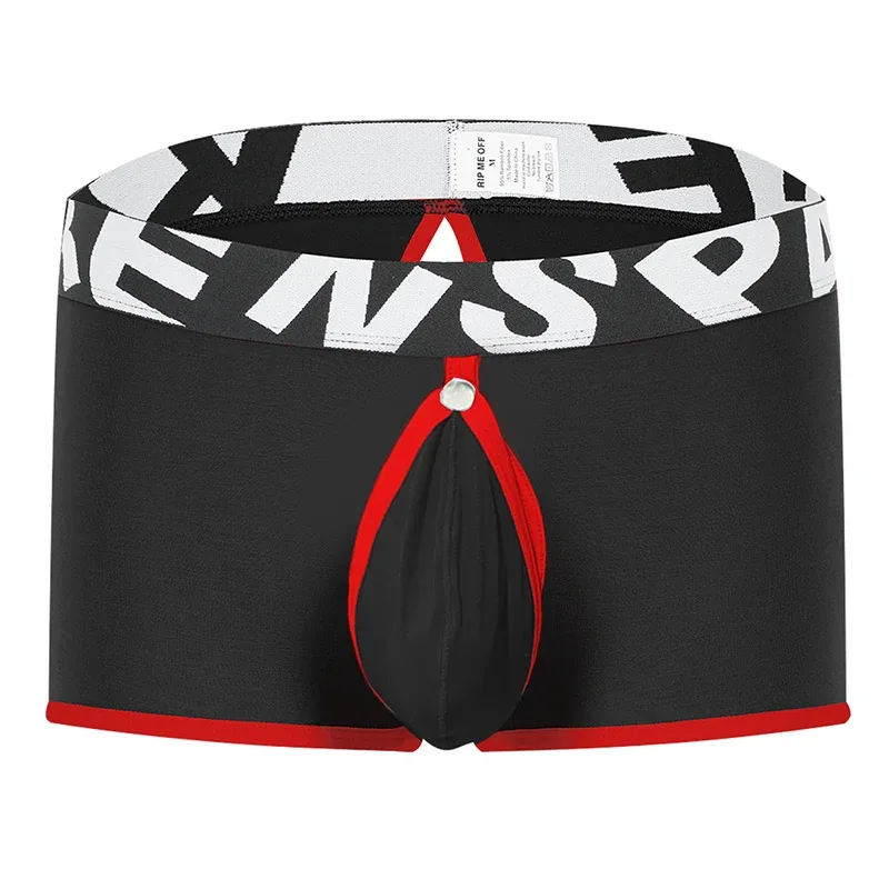 Mens Sexy Boxer Underwear Open Back Underpants Removable U Convex Pouch Panties Middle Waist Knickers