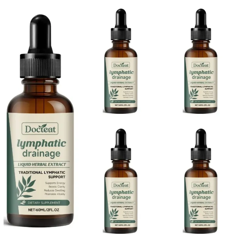 Gotas de drenagem linfática Suplemento de 60ml ajudam a aliviar o inchaço e a saúde do sistema imunológico com cutelos, trevo vermelho e raiz de stillingia