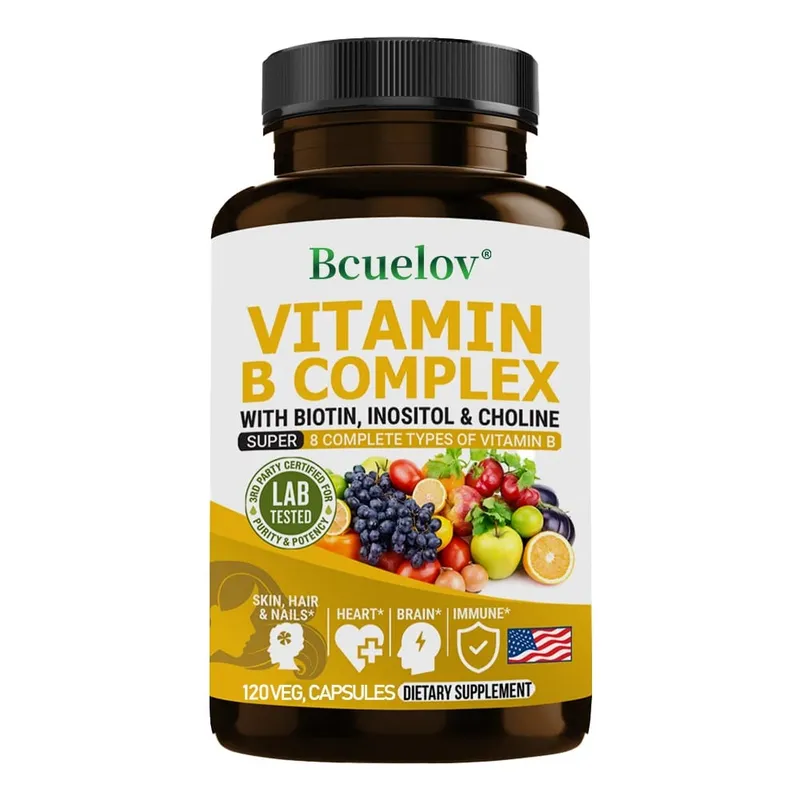 Vitamin B Complex - B1 B2 B3 B5 B6 B7 B9 B12 Biotin Choline Niacin - Brain Skin Hair Nervous System Immunity Metabolism