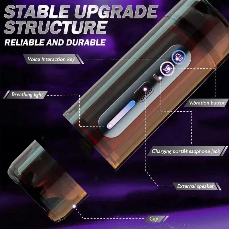 Novo automático masculino realista dupla penetração canal vibração garganta profunda vagina aquecimento voz bolso gato adulto brinquedo sexo — image 5