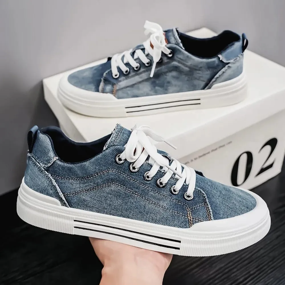 Kasut Kanvas Bernafas Lelaki Sneakers Bertapak lembut Kasut Papan Kasual Rendah Atas Bawah Rata Kasut Lelaki Bergaya Fesyen Zapatillas