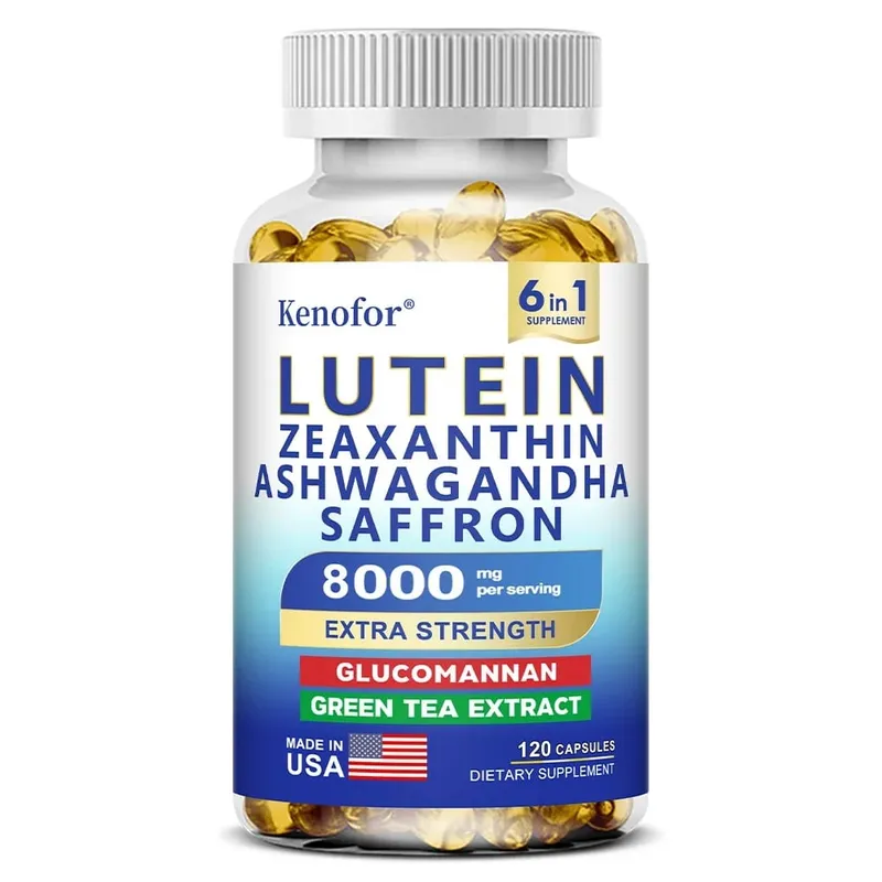 Suplementos de luteína e zeaxantina 8.000 mg por porção | Vitaminas essenciais para os olhos e suplemento dietético para saúde da visão NÃO OGM