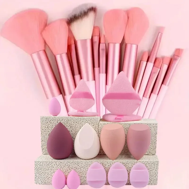 Conjunto de pincéis de maquiagem macios e fofos, base para sombra de olho, pó cosmético feminino, blush, mistura de beleza, ferramenta de beleza