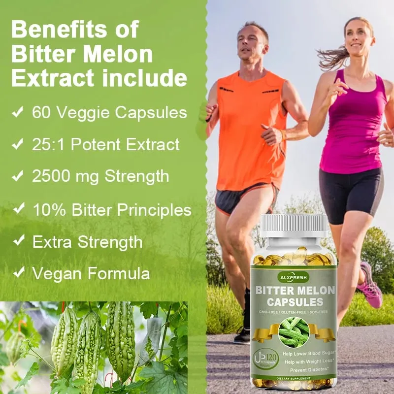 Alxfresh Extra Strength Bitter Melon 2500 mg 16:1 Tillägg Standardiserat och koncentrerat 100 % vegetariskt glutenfritt icke-GMO