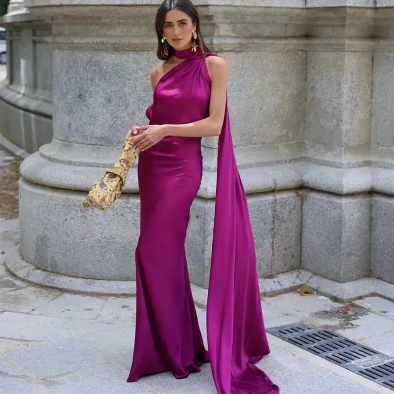 Elegant Ribbon Halter Dress Women Solid Off Shoulder Sleeveless Backless Slim Maxi Dresses 2025 Summer Autumn Party Robes Lady — image 8