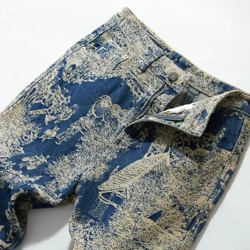 Calça jeans retrô americana de alta qualidade masculina, outono 2026, novo micro-elástico, popular, resistente ao desgaste, lavagem, calças retas de cowboy — image 6