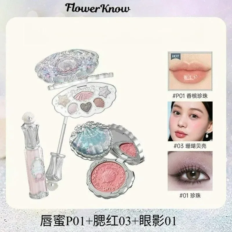 Flower Know Shells Jewel Collection Conjunto de maquiagem para presente sombra blush batom kit facial