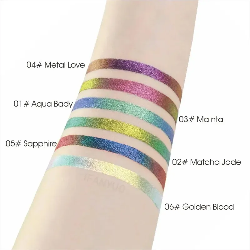 Delineador líquido camaleão brilhante metálico glitter sombra multicolorido delineador perolado polarizado aurora maquiagem com pigmento para os olhos