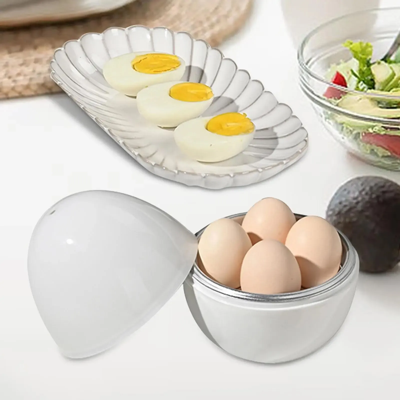 Vaporizador de ovos de micro-ondas, caçadores de ovos cozidos com tampa, vaporizador de ovos para ovos cozidos macios e duros, utensílios de cozinha para fervura rápida de ovos