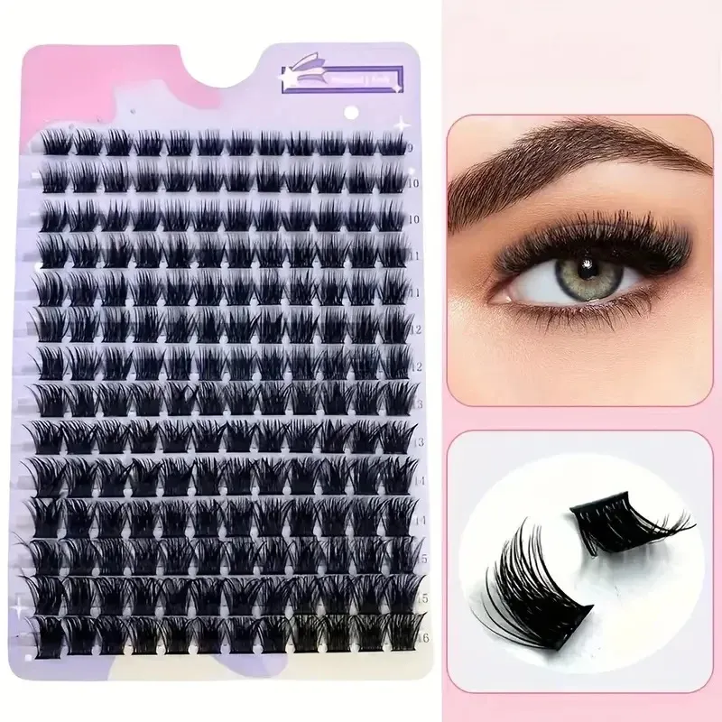 Extensões de cílios DIY de salão de beleza D Curl 9-16mm Misturado Natural Volume 3D Cluster Cílios para Festival de Casamento e Maquiagem Casual para os Olhos