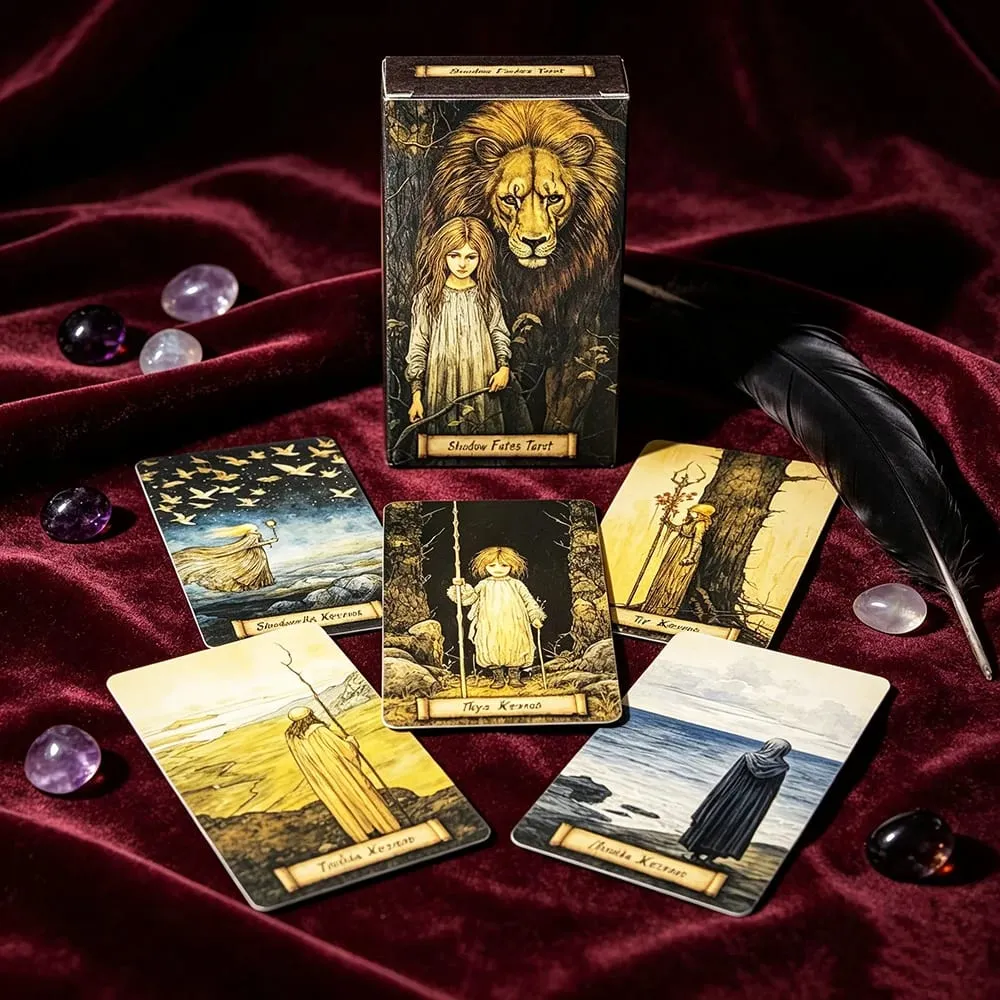 Baralho de tarô Shadow Fates - 78 cartas de meditação, cartas de adivinhação para autorreflexão e crescimento espiritual, ideais para introvertidos