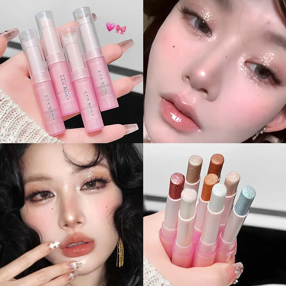 Caneta iluminadora de sombra brilhante, à prova d'água, azul diamante, gelatina, bastão, glitter, rosa, roxo, sombra de olho, maquiagem brilhante