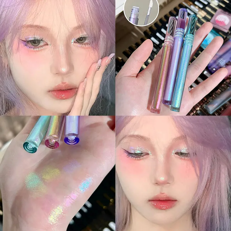Brilho iluminador líquido sombra de olho multicromático shimmer sombra camaleão maquiagem para os olhos alto brilho pérola brilhante sombra de olho