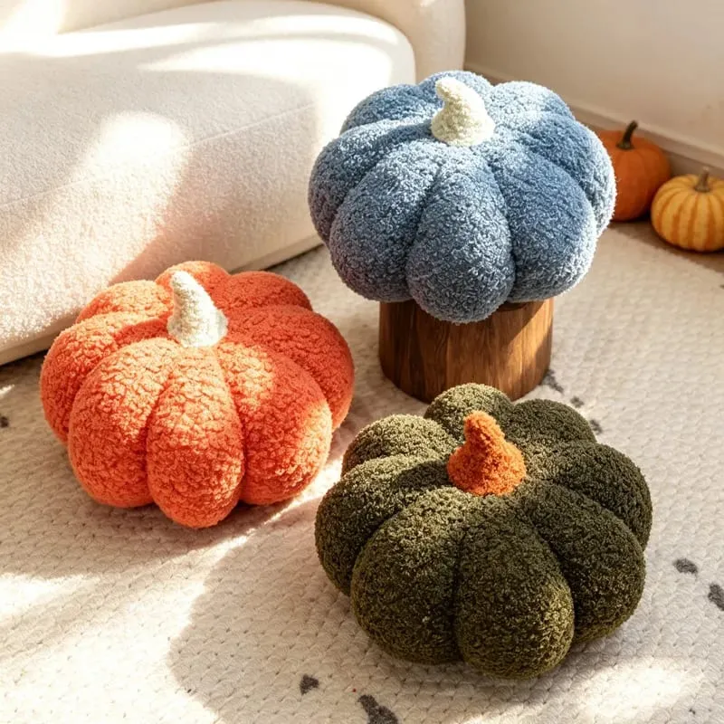 Multicolor Pumpkin Plush Pillow Soft Stuffed Pumpkin Cushion Home Decoration Cute Plush Toy Halloween Gift Bedside Bed Cushion