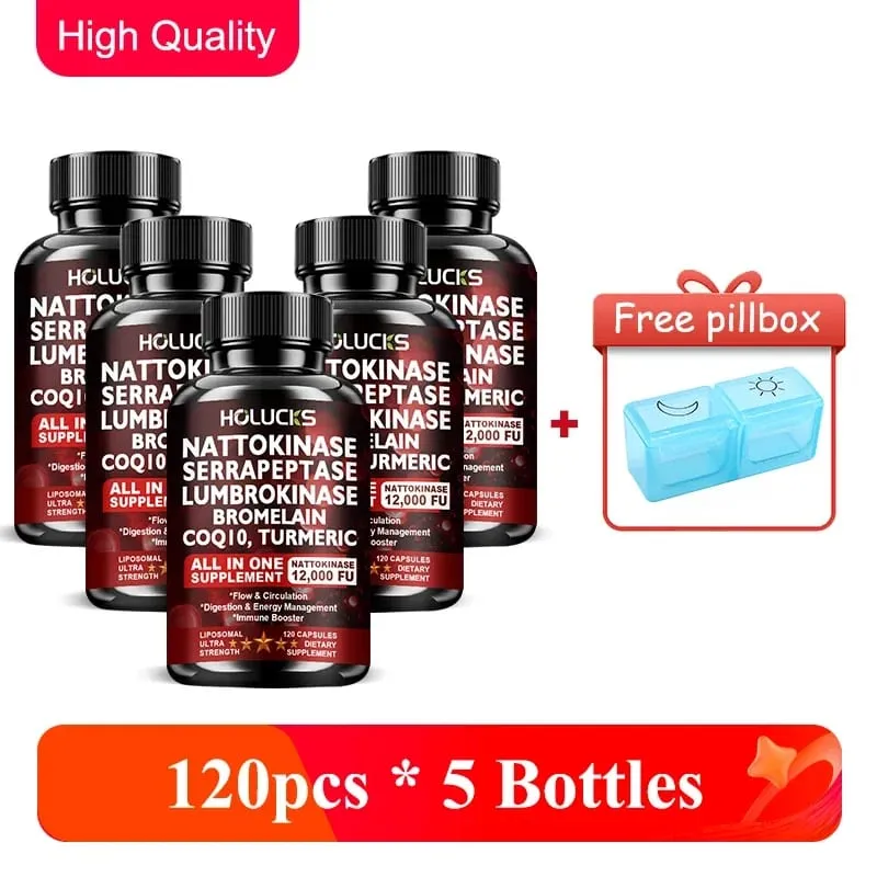 Suplemento Nattokinase Serrapeptase apoia a circulação, alívio da inflamação energética e saúde geral do corpo para adultos