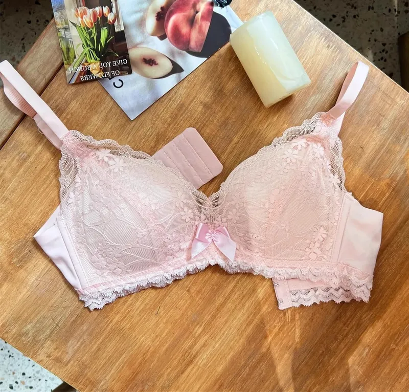Sutiã de renda francesa sem fio push up bralette para busto pequeno alças ajustáveis ​​anti flacidez suporte sexy rendas até lingerie conjunto de calcinha