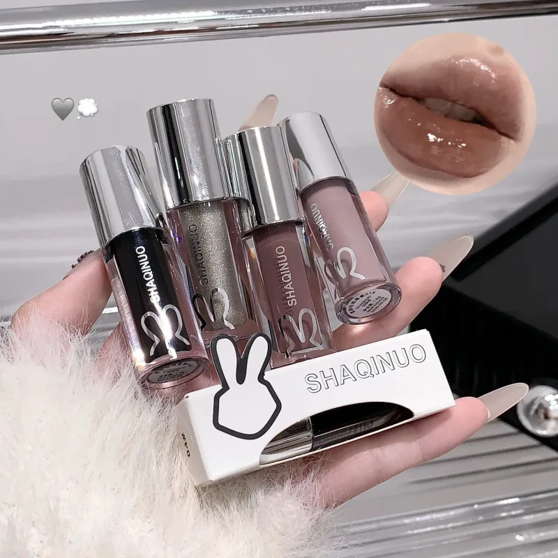 NEW Water Glazed Mirror Lip Gloss Makeup Crystal Nude Jelly Moisturizing Lip Glaze Long Lasting Black Liquid Lipstick Cosmetics