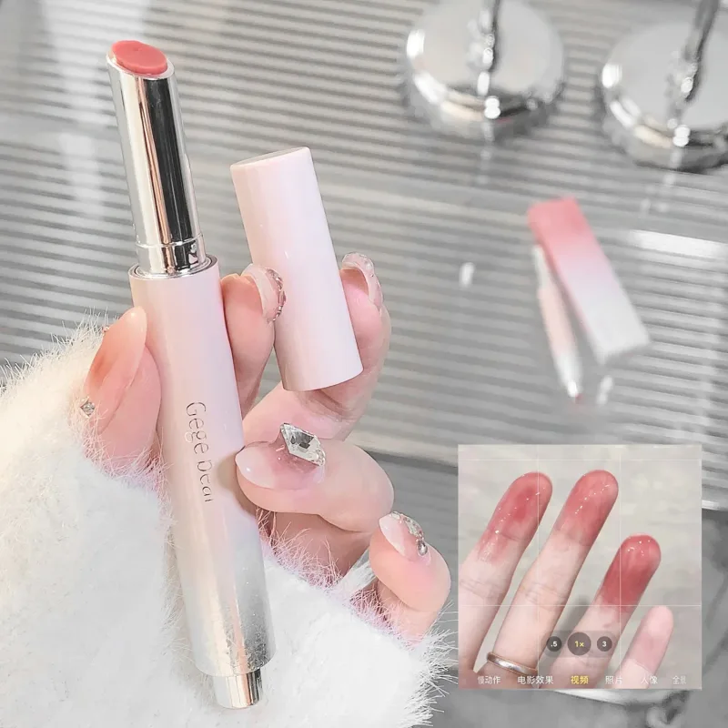 Luz de água clara sólido brilho labial geléia aguado rosa batom lápis hidratante espelho batom caneta coreano lábios maquiagem cosméticos