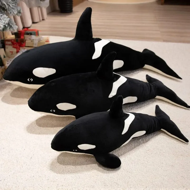 50/70cm orca baleia assassina almofada de pelúcia macio preto branco baleia lance travesseiro quarto sofá decoração oceano temático travesseiro de pelúcia presente