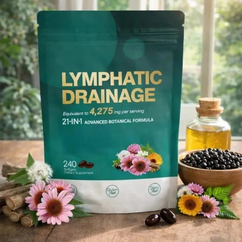 21 em 1 4275 mg Cápsulas de Drenagem Linfática Sistema de Suporte 240 Cápsulas Softgel com Mistura de Ervas e Dente de Leão Bardana e Cúrcuma — image 3