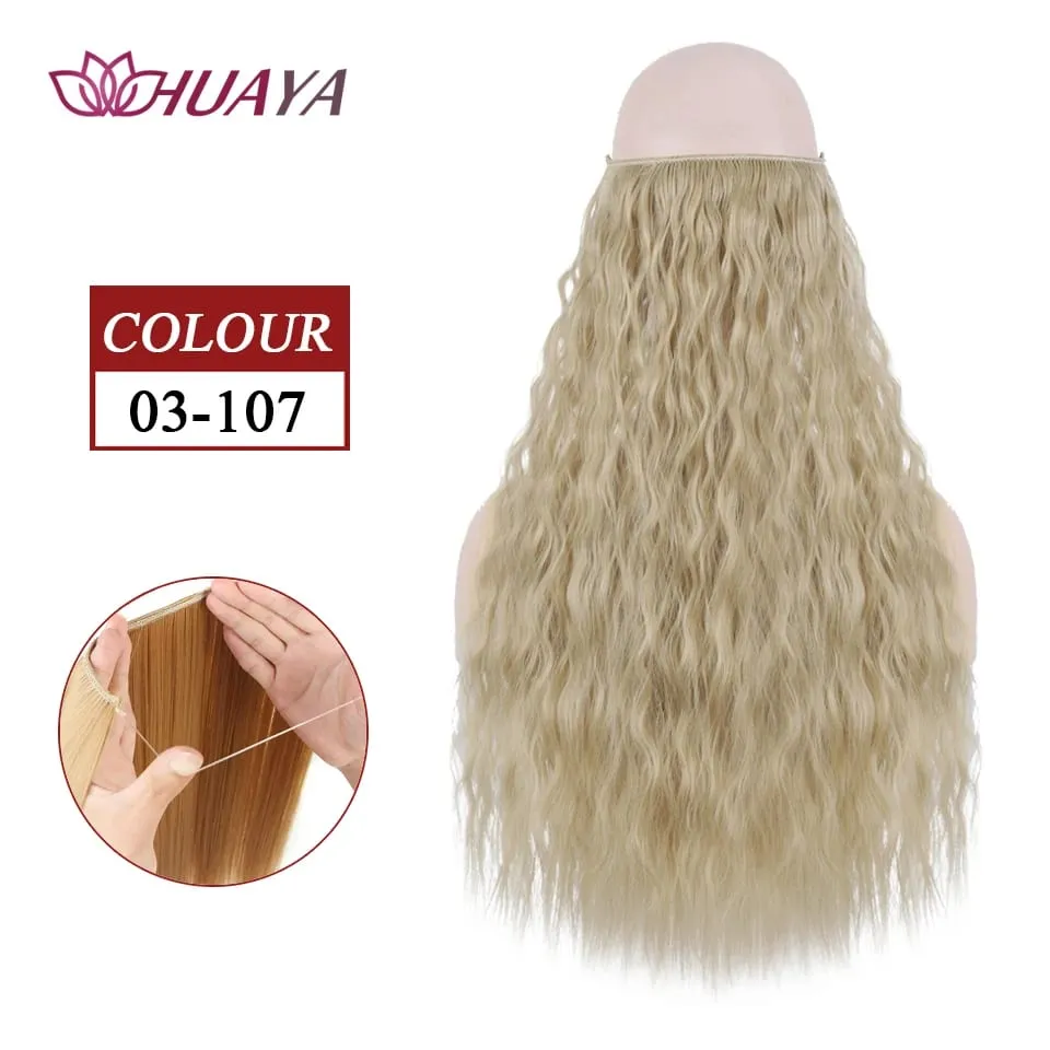 Synthetic Long Straight Invisible Wire No Clips In Hair Extensions Fake Hair Pieces Secret Fish Line Hairpieces For Women
