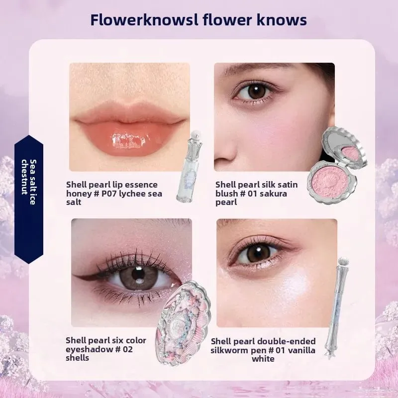 Flowerknows caixa de presente conjunto de maquiagem pequeno anjo caixa completa lábio esmalte blush concha jóias flor saber kit de presente de aniversário