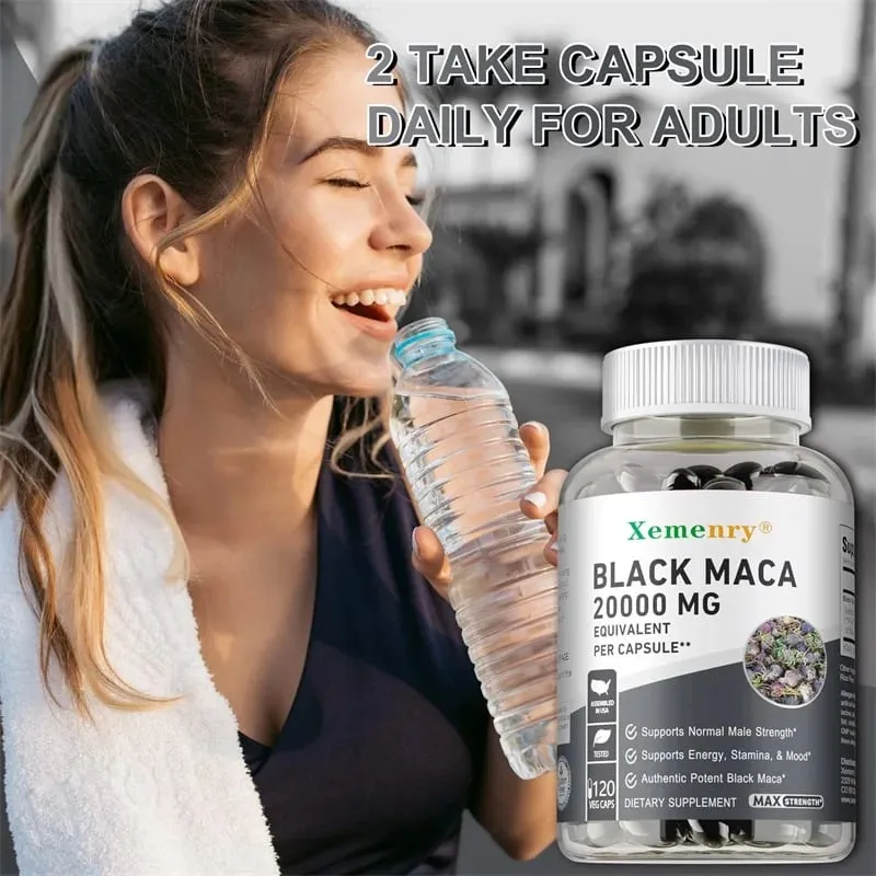 Suplemento de raiz de maca preta - melhora a resistência, a força e o humor, melhora o desempenho e aumenta a energia
