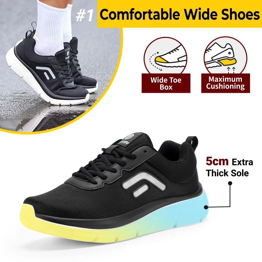 FitVille Sapatos de caminhada para homens de largura ampla sola grossa tênis leves e respiráveis ​​para fasceíte plantar alívio da dor
