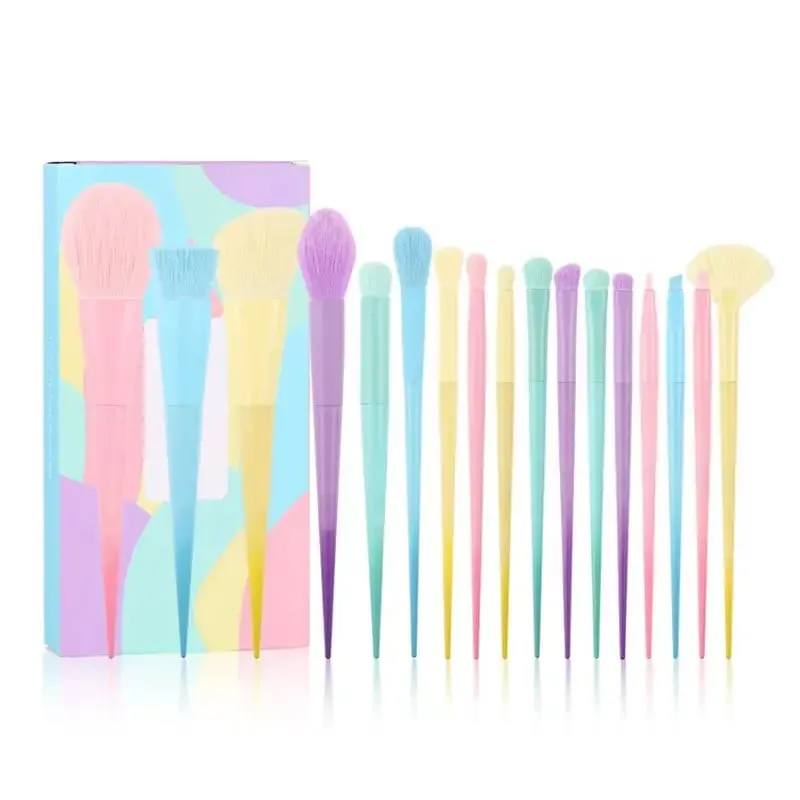 17 cores multi-cor pincéis de maquiagem macaron cor pincéis sombra fundação conjunto de pincéis de maquiagem colorido ferramentas de maquiagem conjunto completo