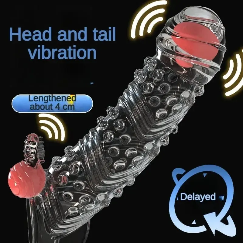 Pênis extensão manga vibrador extensor 4cm preservativos reutilizáveis macio atraso ejaculação pau manga adulto brinquedos sexuais para homem — image 2