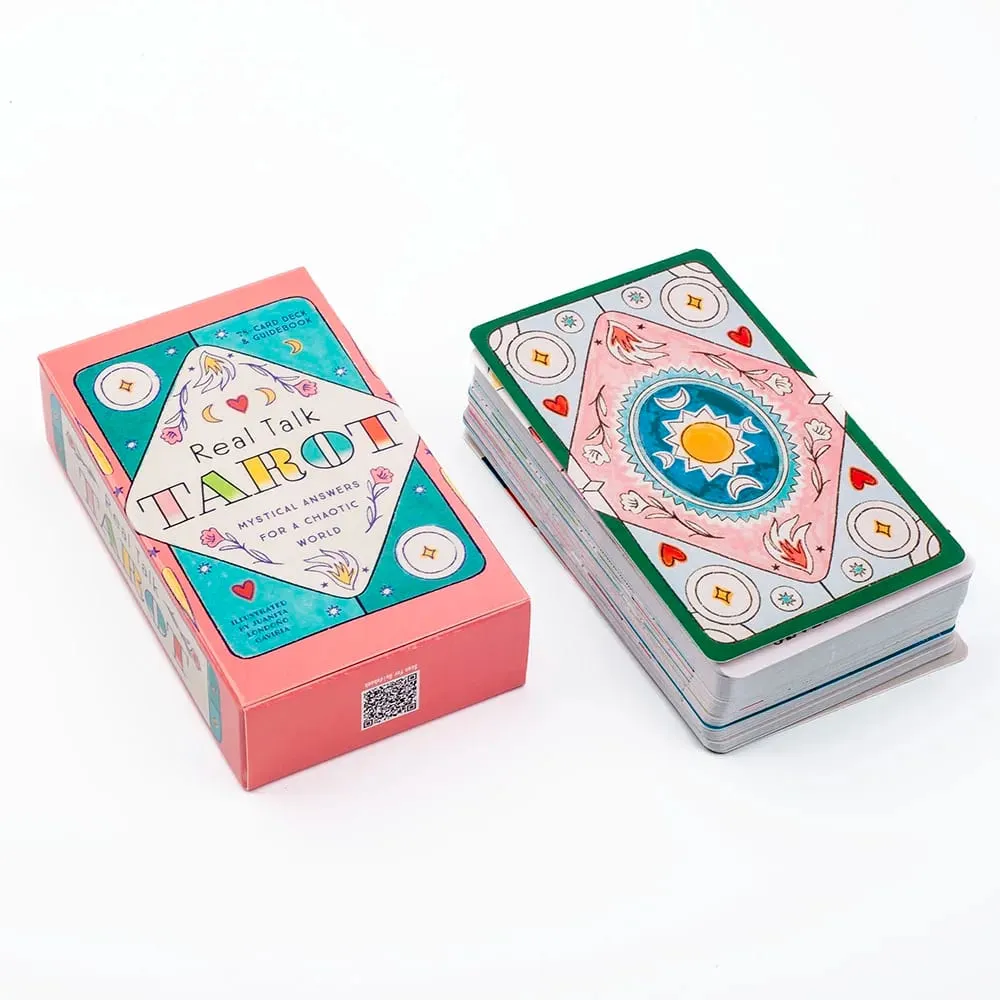 Real Talk 塔羅算命占卜牌遊戲，含 78 張卡片和指南現代插圖家庭聚會趣味棋盤遊戲