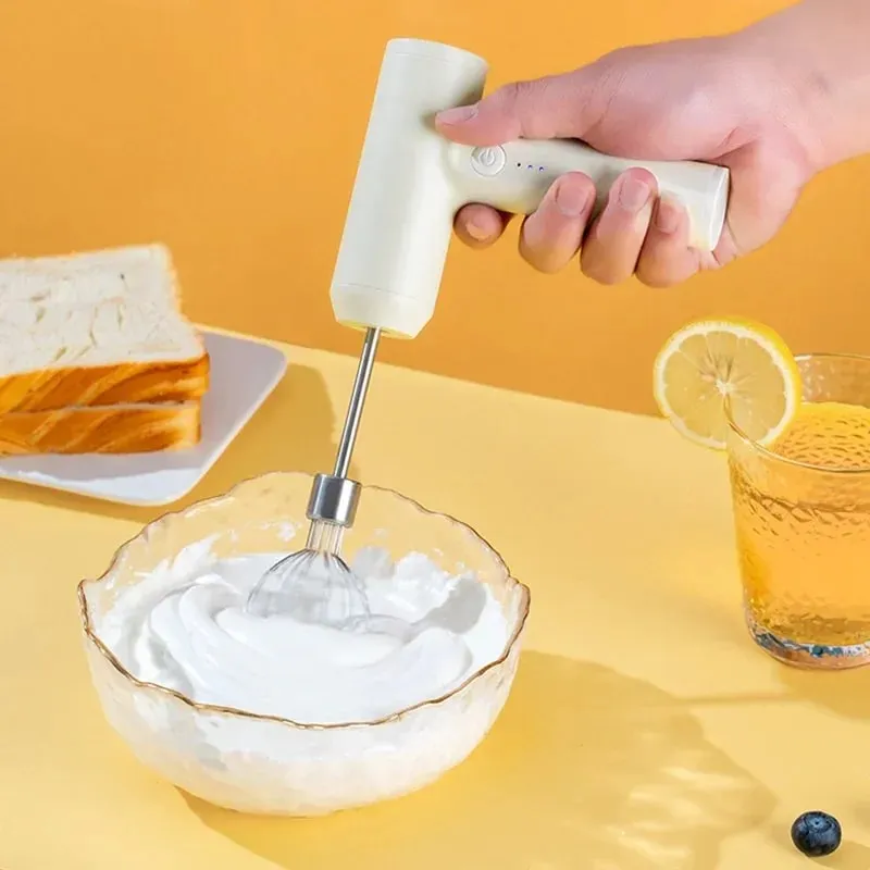 Batedor de ovos elétrico, batedor de comida, portátil, recarregável, 3 velocidades, batedor de ovos, massa, bolo, creme, misturador, ferramentas de cozinha