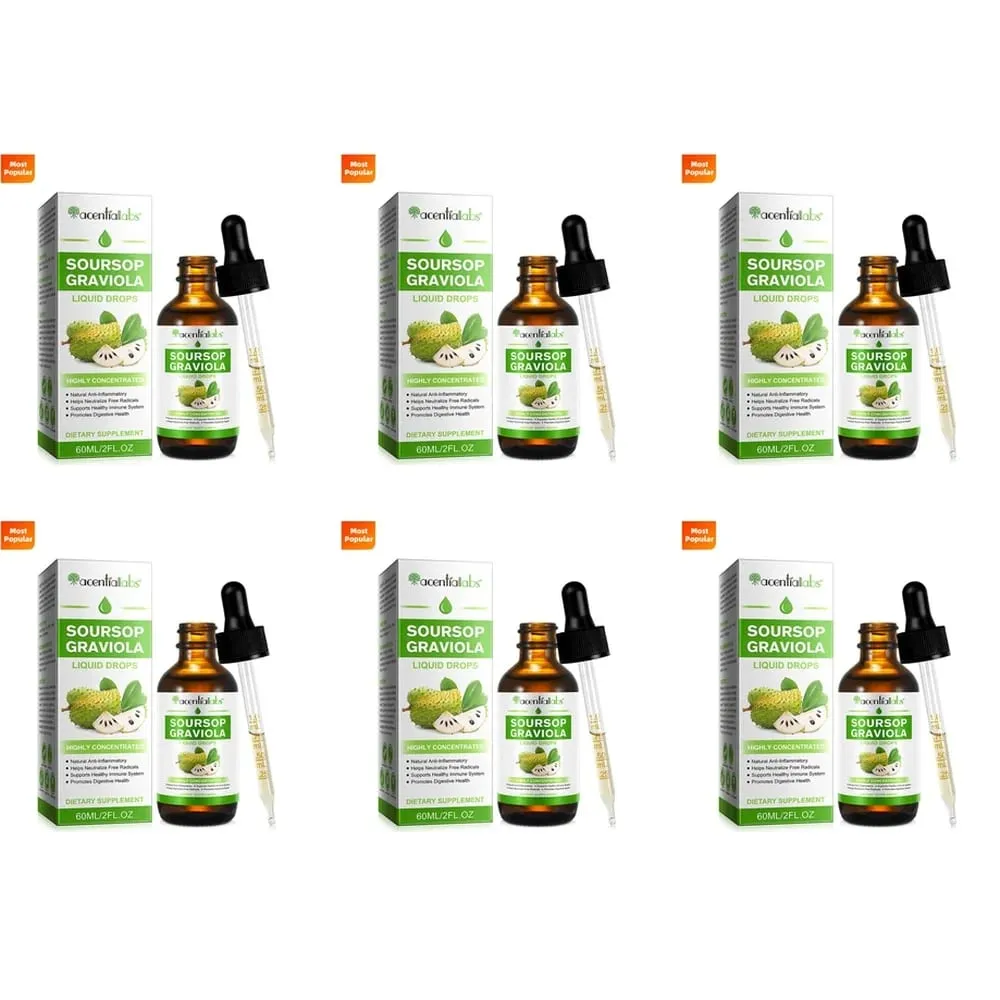 AcentiLabs Graviola Graviola Gotas Líquidas Vitamina C Suporta Saúde Digestiva Sistema Imunológico Defesa Radical Livre 60ml para Adultos