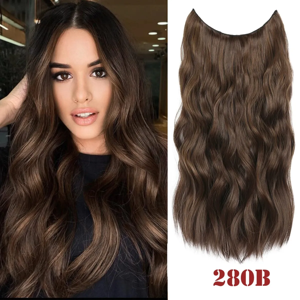 Synthatic Artificial Long Wavy Hairpiece Blonde Mixed Brown False Hair Piece For Women Two Clips Natural Hair Extension 17 Color