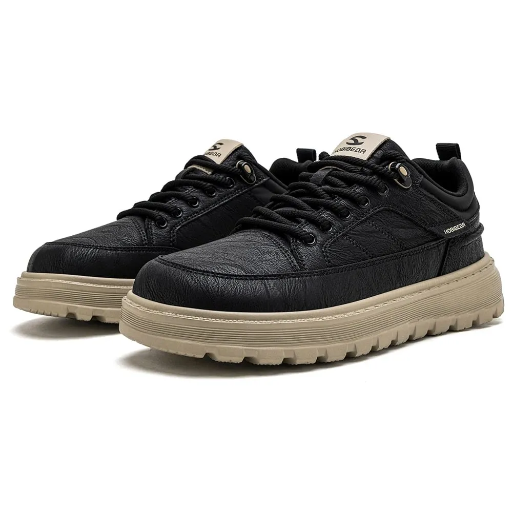 Sapatos masculinos de couro artificial clássico de largura larga Oxford com salto grosso retrô com cadarço casual