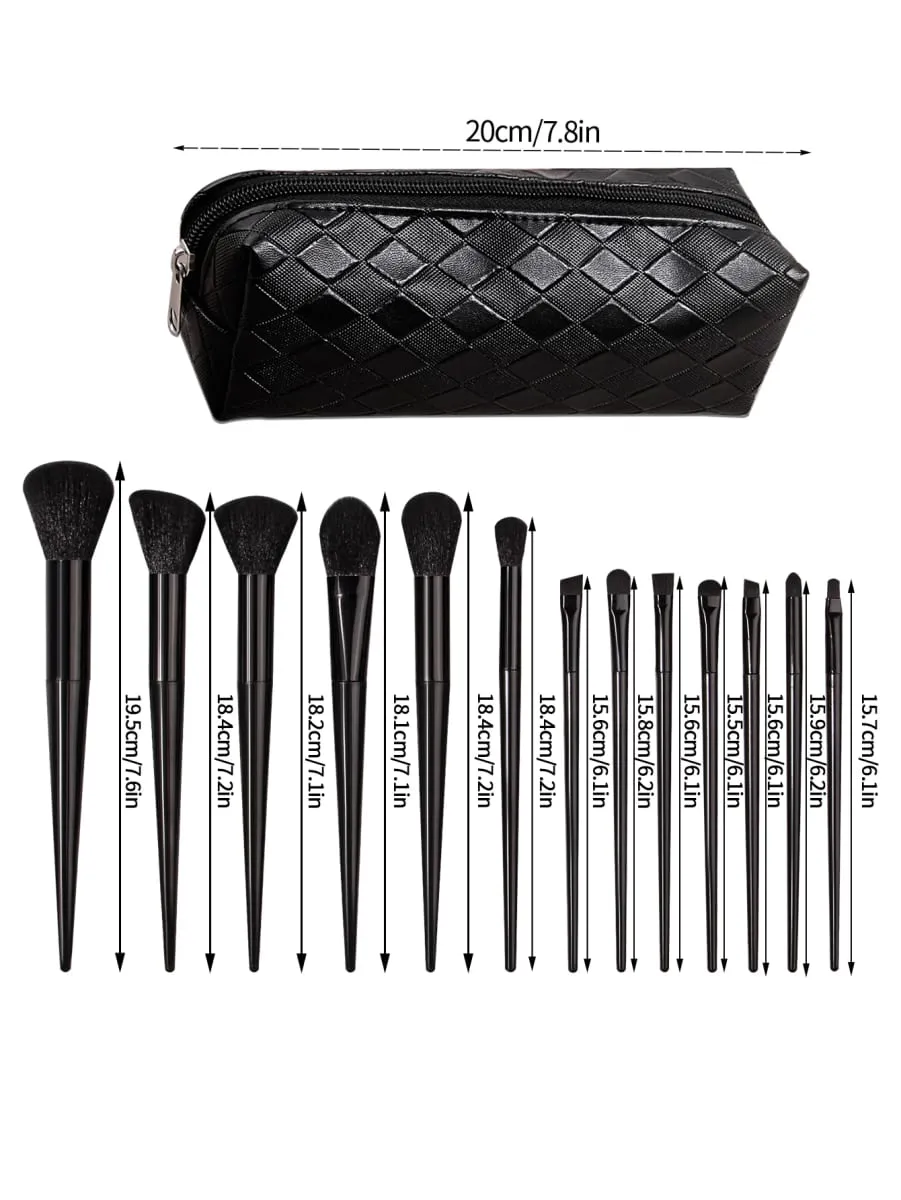 14 PCS Conjunto de pincéis de maquiagem de baixo preço com bolsa de pincéis de maquiagem Pincéis cosméticos com bolsa de pincéis de maquiagem da moda