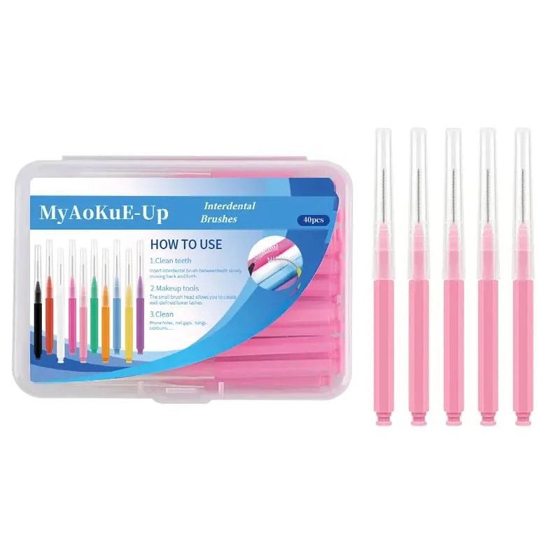 40 pçs mini escova de sobrancelha sobrancelha perm escova de maquiagem cílios extensão levantamento dobrável mini escovas de cílios dental limpo ferramentas de beleza