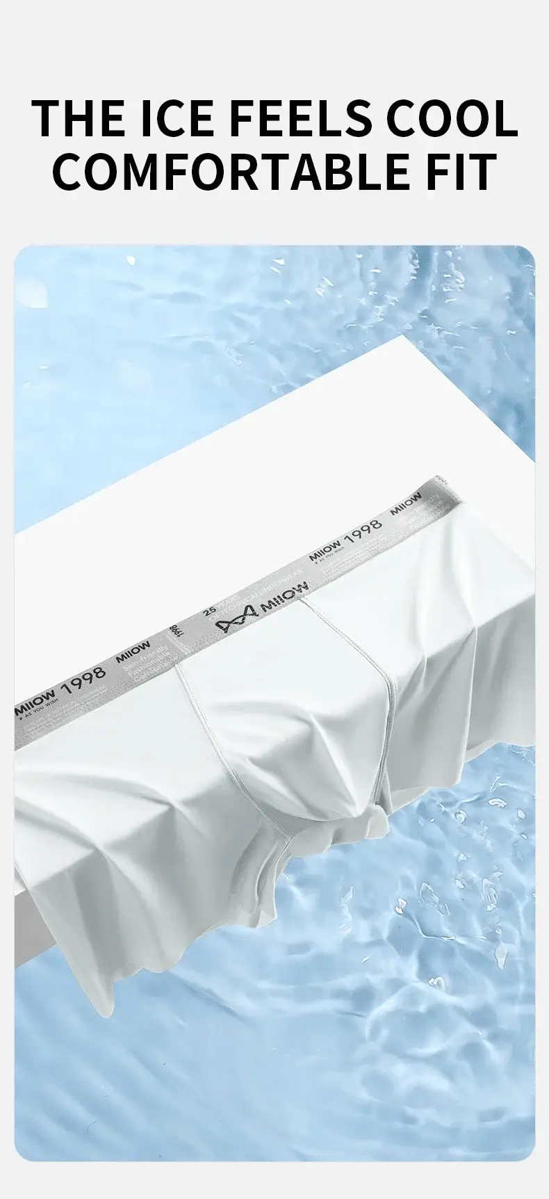 MiiOW 3Pcs Ice Silk Men Underwear Boxers Breathable Ultra-thin Mens Underpants Antibacterial Men's Panties Seamless Mens Boxers