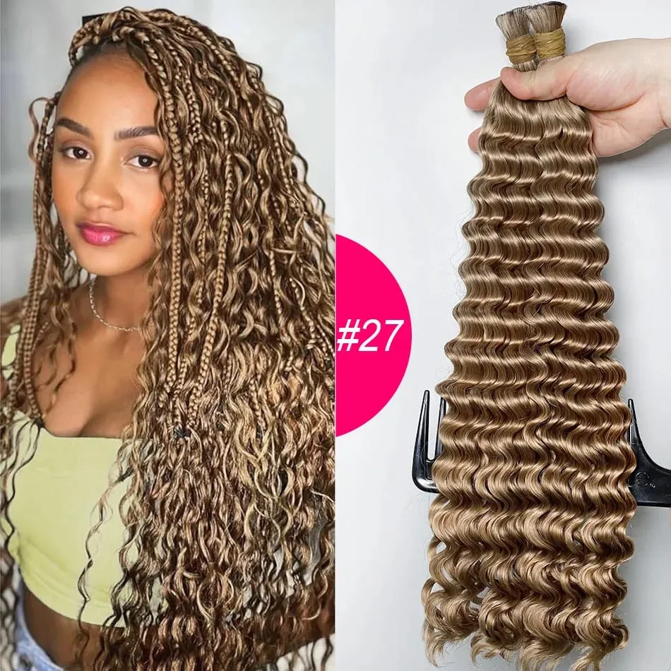 4 # chocolate marrom onda profunda cabelo humano em massa para tranças boho encaracolado trança cabelo 18-30 polegada pacote de cabelo remy brasileiro