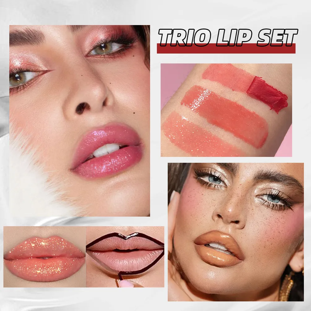 Multifunctional Makeup Sets Peel Off Lip Stain Tattoo Mirror Lipgloss Shimmer Lip Oil Lasting Cosmetics Lip Glaze Tint