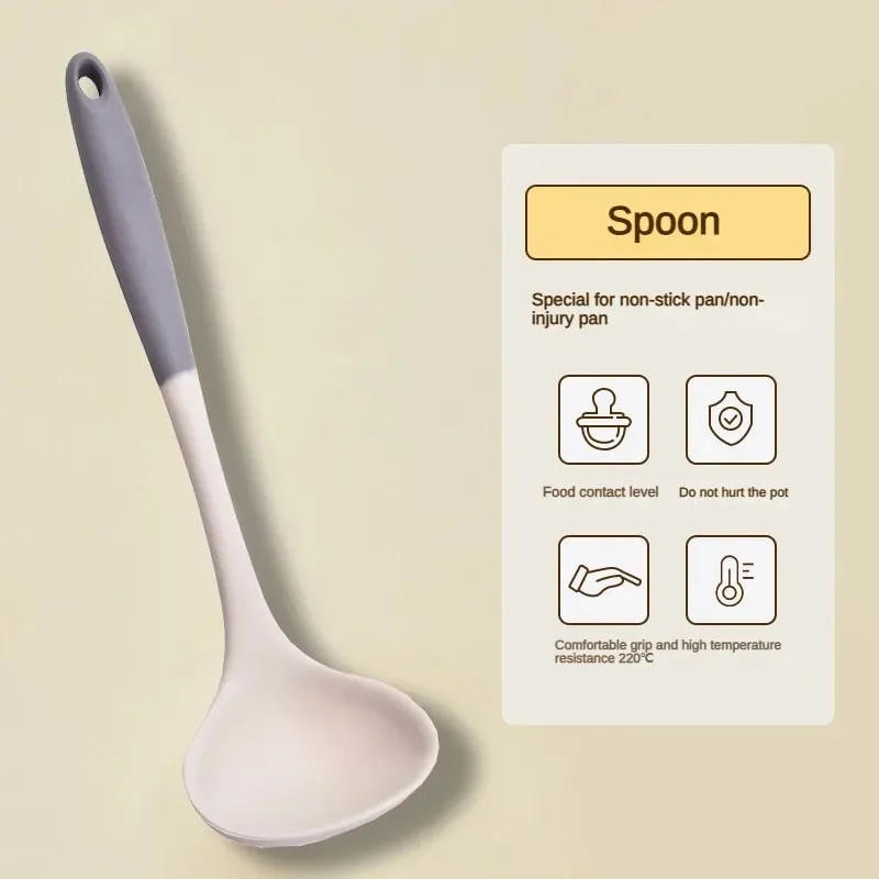 1/2/3/4 conjunto cinza branco silicone espátula colher de sopa conjunto panela antiaderente ferramentas de cozinha kit de cozinha