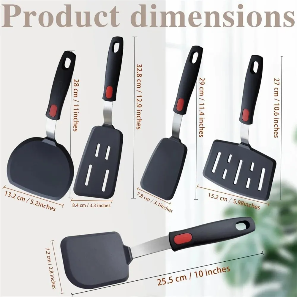 不沾鍋矽膠鍋鏟耐高溫高品質攪拌彈簧鋼炒鍋鏟工具廚房用具