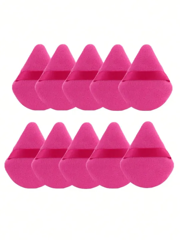10 Pcs Triangle Velvet Powder Puff Pizza Flours Mini Face Makeup Sponge Cosmetics Washable Lightweight Makeup Tool