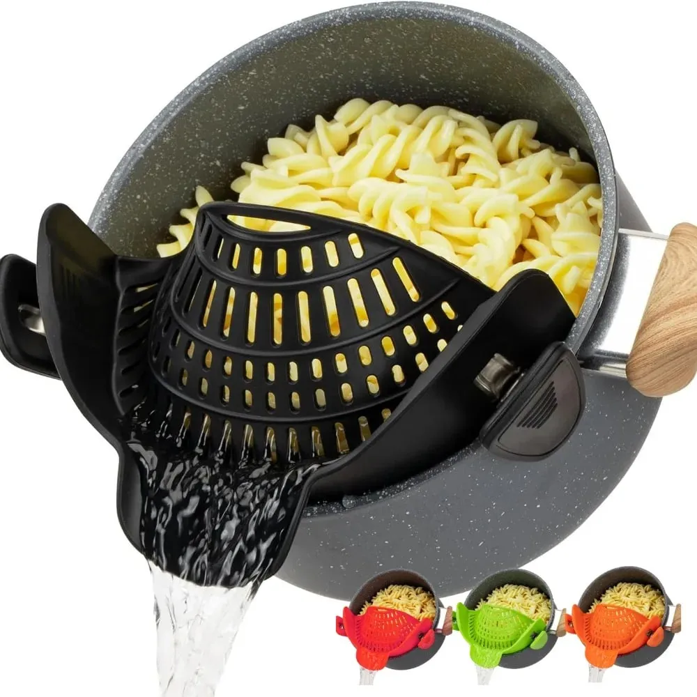 Filtro de silicone resistente ao calor para panelas/frigideiras-coador de drenagem dobrável para massas vegetais frutas-ferramenta de cozinha