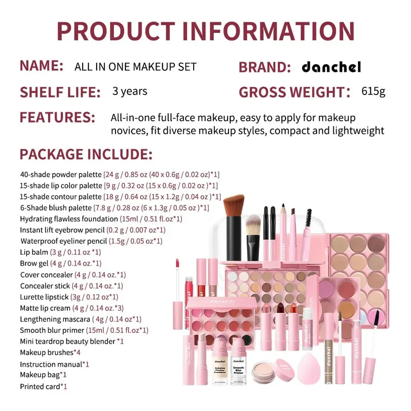 Beginner All‑in‑One Makeup Set Full Face Multi‑style Makeup Portable Kit With Tools For Daily Travel Gift Giving