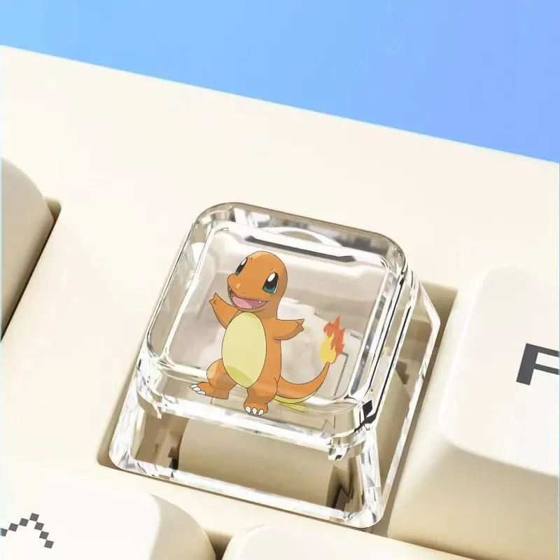Teclado mecânico cruzado personalizado anime keycap único charmeleon blastoise eevee transparente dos desenhos animados keycap