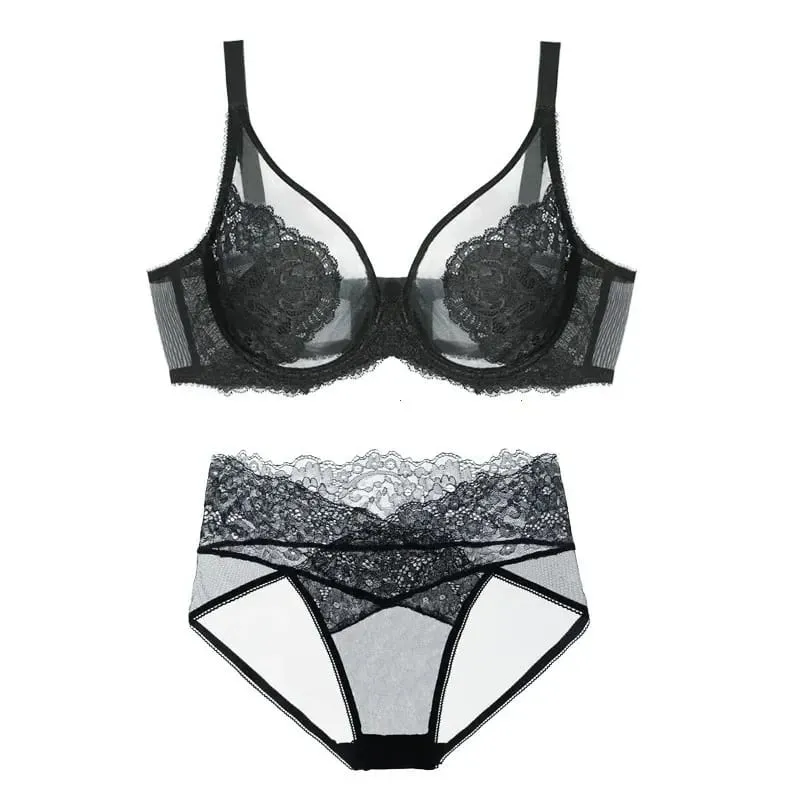 Conjunto de roupa íntima feminina ultrafina, copo cheio, conjunto para busto lisonjeiro e prevenção de flacidez, sem coleção de seios laterais