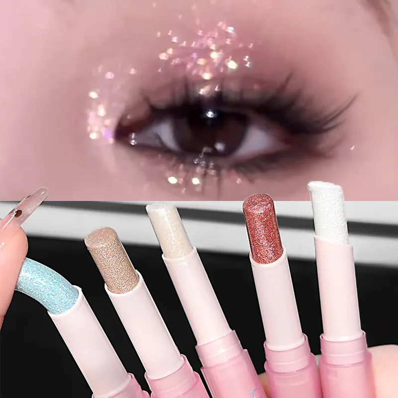 Caneta iluminadora de sombra brilhante, à prova d'água, azul diamante, gelatina, bastão, glitter, rosa, roxo, sombra de olho, maquiagem brilhante