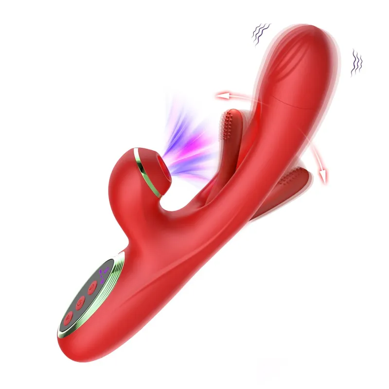 2 in 1 Powerful Tapping Flapping Female Vibrator for Clitoris Masturbation Heating Thrusting Dildo for Women Sext Toy for Adult