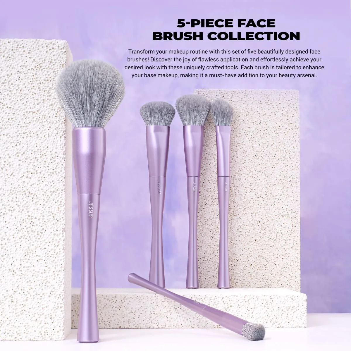 Jessup pincéis de maquiagem conjunto 4/6/7/10/14/15 pçs fundação escova de maquiagem rosto sombra mistura destacando corretivo luxo roxo